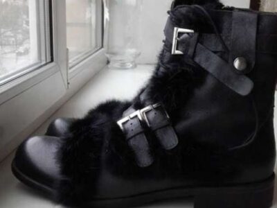 Ботинки новые мужские зима кожа черные 43 размер сапоги внутри овчина верх мех кролик принт дизайн д