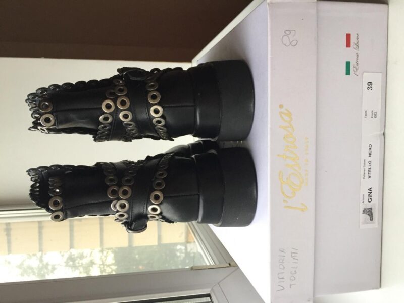 Ботинки новые lestrosa италия кожа 39 черные внутри кожаные осень весна демисезонные обувь женская