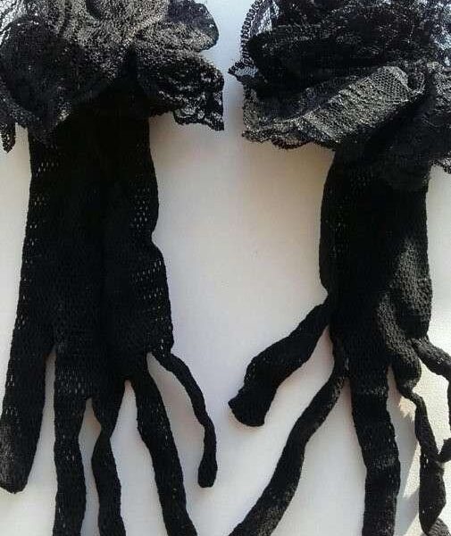 Перчатки новые женские черные сетка кружева стретч 42 44 46 м s аксессуары мягкие вечерние оборки ри