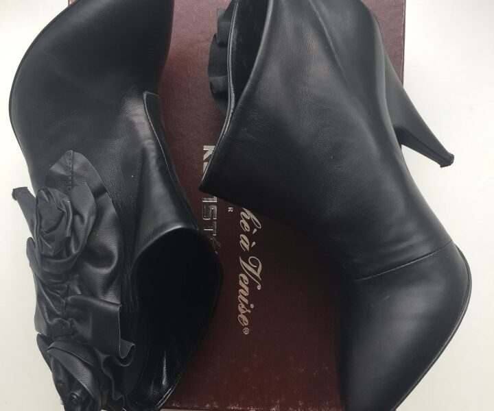 Ботильоны kalliste италия 39 размер черные кожа женские кожаные внутри осень весна демисезонные кабл