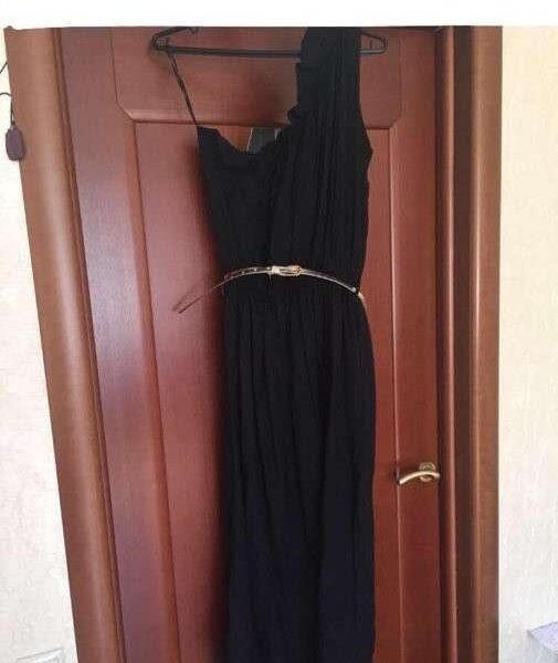 Платье сарафан длинный 46 48 m/l черный вискоза нейлон пояс золото кожзам вечернее новое нарядное на