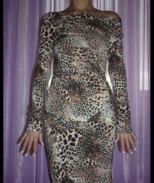 Платье новое blumarine италия м 46 леопард шерсть миди теплое бежевое коричневое кофейное