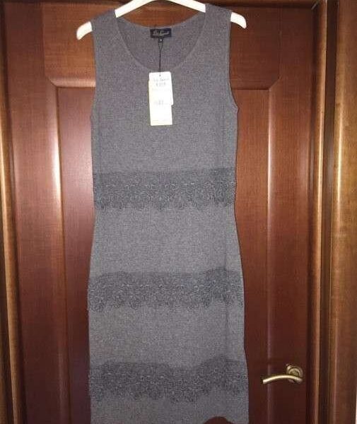 Платье новое luisa spagnolli италия м 46 серое шерсть ангора футляр вечернее нарядное коктельное сти
