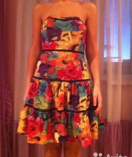 Сарафан anna sui м 46 44 клёш разноцветный платье вискоза вечерний корсетный нарядный на выпускной б