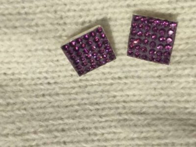 Серьги пусеты бижутерия стразы сваровски swarovski сиреневый фиолетовый кристаллы камни украшение мо